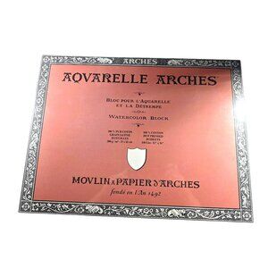 Watercolor Block Arches Aquarelle 12x16 140 Lb 100% Cotton Hot Pressed 20 Sheets